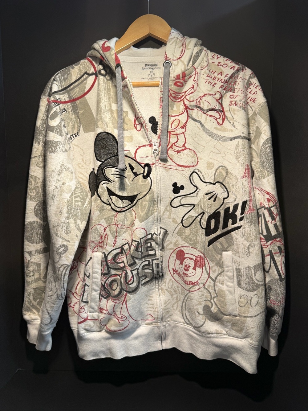 Disney Parks Mickey Mouse Artist Sketch Zip Hoodie M